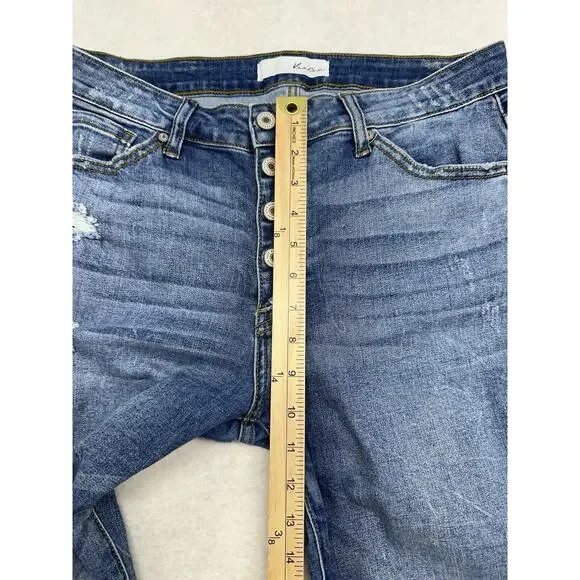 Kancan Womens Size 11 29 Estilo High Rise Distress Button Fly Jeans Medium‎ Wash - Picture 4 of 9